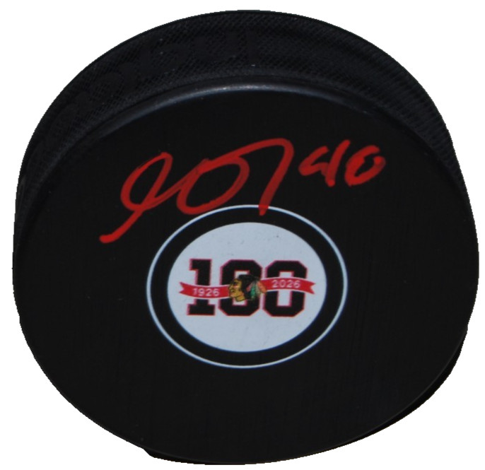 MATT GRZELCYK signed (CHICAGO BLACKHAWKS) 100th Anniversary puck BECKETT BV10222