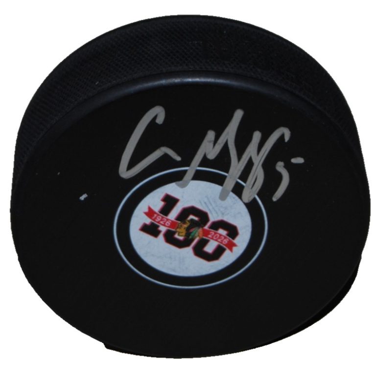 CONNOR MURPHY signed (CHICAGO BLACKHAWKS) 100th Anniversary puck BECKETT BV10217