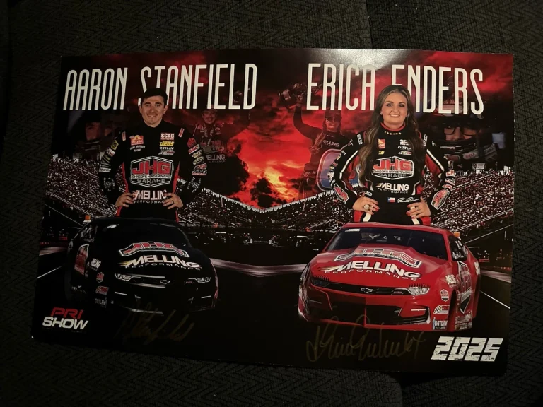Erica Enders & Aaron Stanfield Pro Stock Signed Poster Nhra 2025