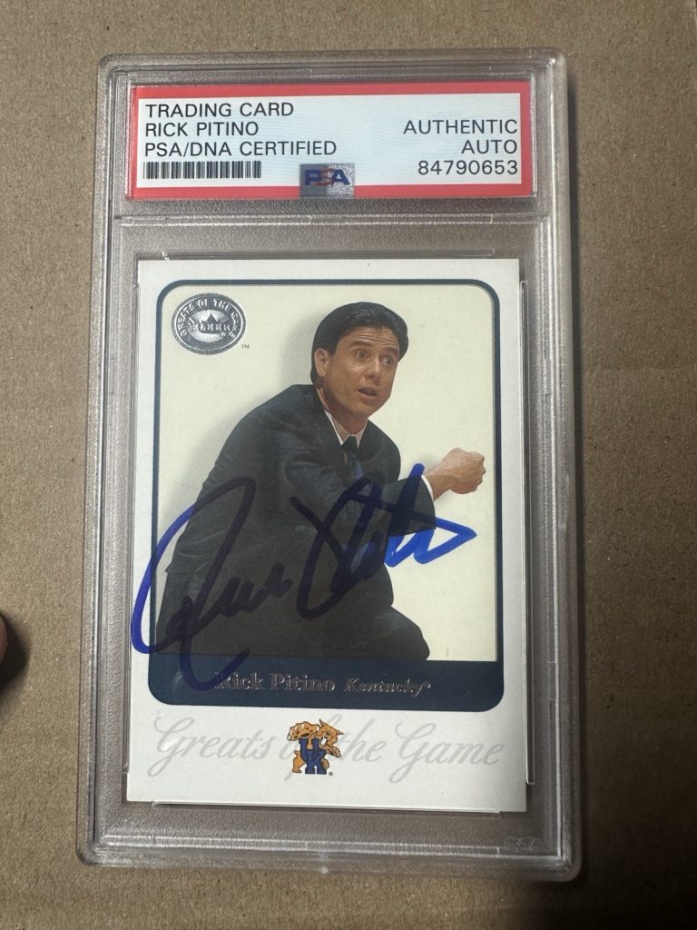 Rick Pitino Signed 2001 Fleer Greats Of The Game Card #66 PSA /DNA Slab COA
