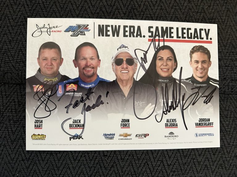 John Force Josh Hart Jack Beckman Alexis Dejoria JV Signed Promo Card 2026 JFR