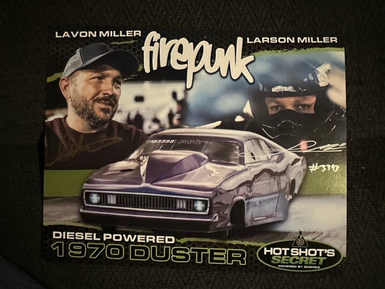 Larson & Lavon Miller Signed Car Promo Hero Card Indianapolis PRI 2025 Racing