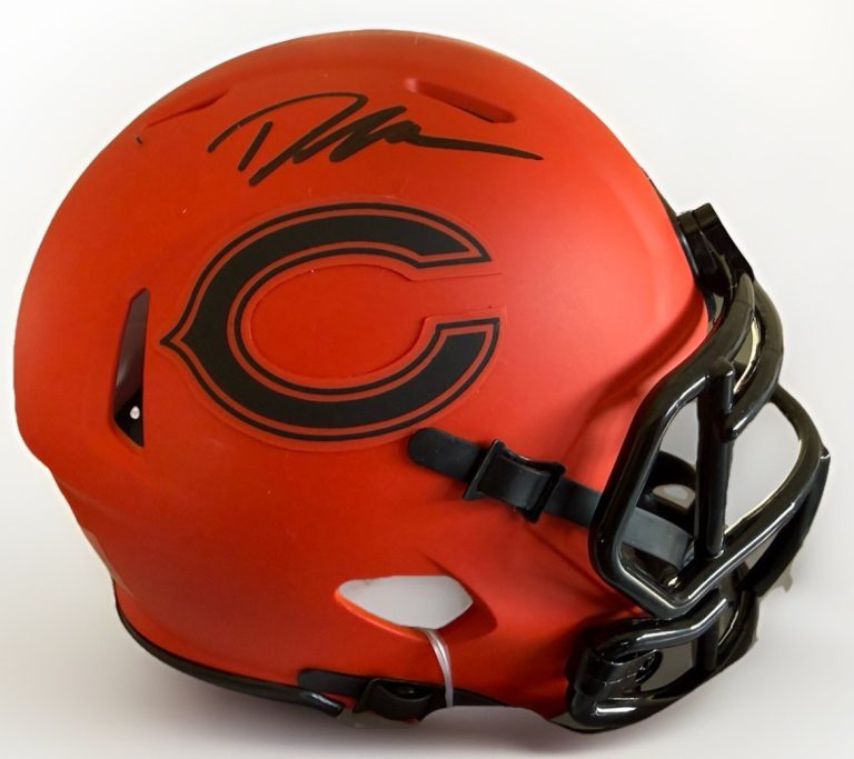 DEANDRE SWIFT signed (CHICAGO BEARS)  Orange mini football helmet  JSA WC292957