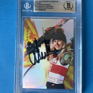 Mikaela Shiffrin Skiing 2021 UD Goodwin Goudey Signed Auto Beckett BAS Slabbed
