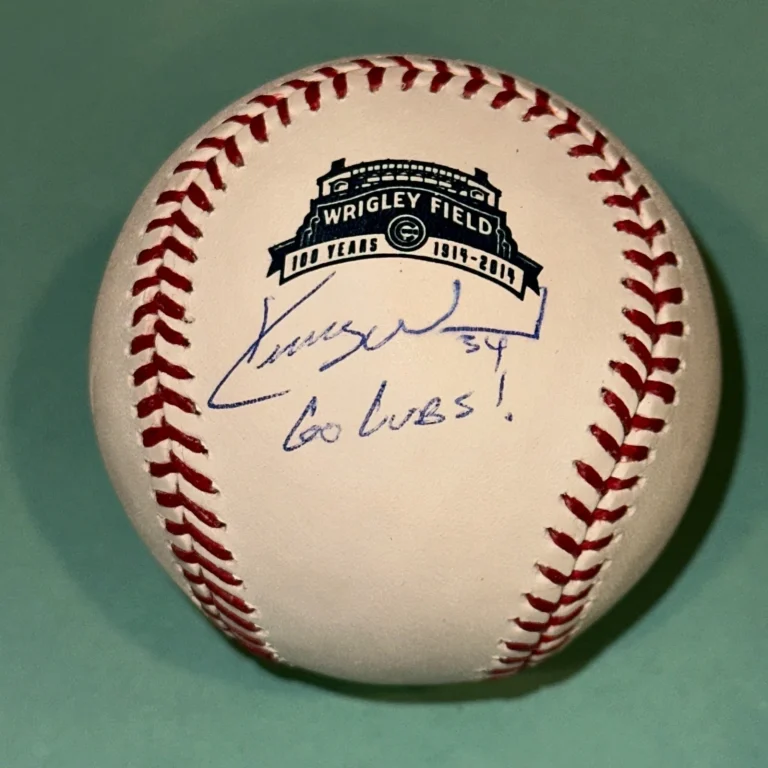 KERRY WOOD Signed Official WRIGLEY 100th Anniv Baseball Beckett BAS GO CUBS Insc
