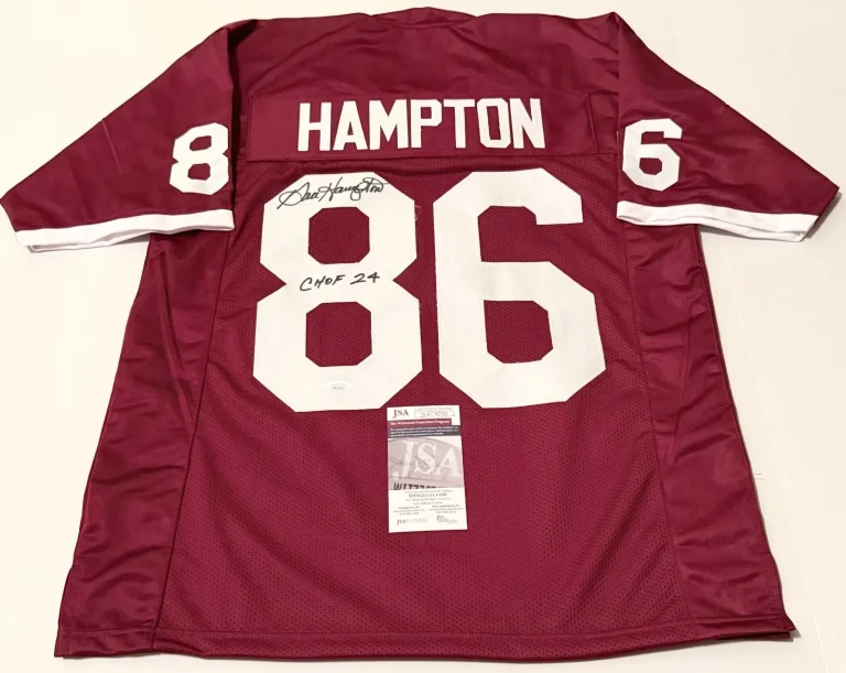 Dan Hampton Arkansas signed Custom jersey W/ CHOF Inscription JSA Witnessed