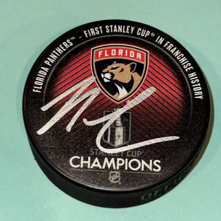 NICK COUSINS Signed Panthers 2024 STANLEY CUP CHAMPS Puck Beckett (BAS)
