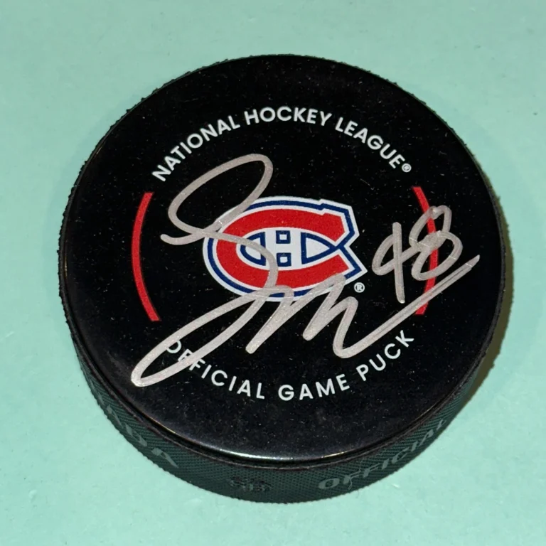 LANE HUTSON Signed Montreal CANADIENS Official GAME Puck Beckett (BAS)