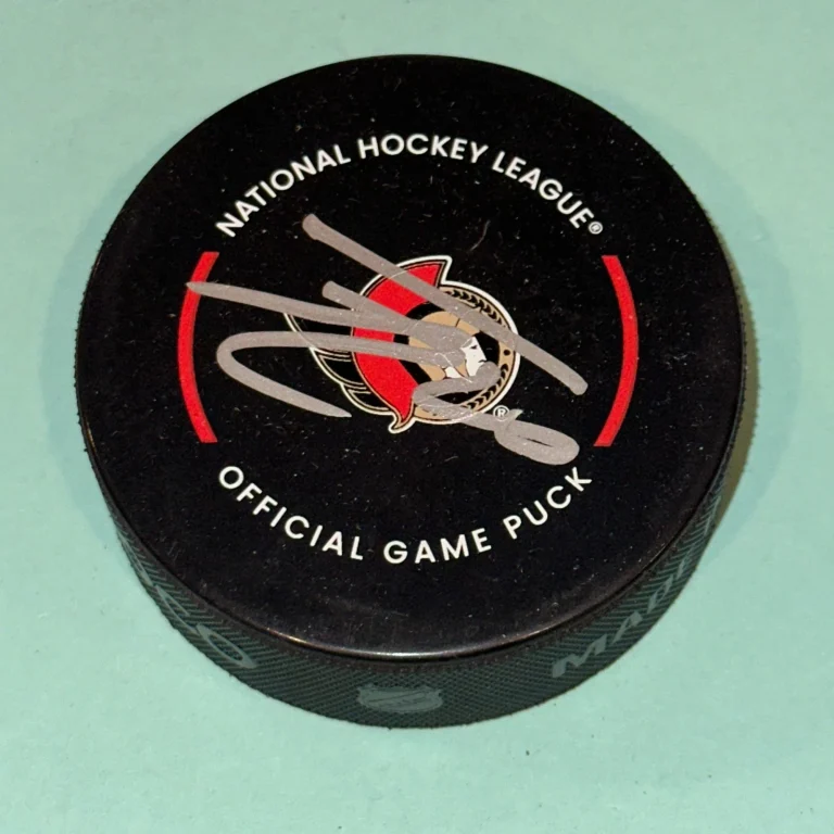 FABIAN ZETTERLUND Signed Ottawa SENATORS Official GAME Puck Beckett (BAS)