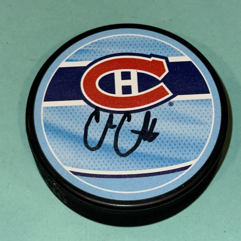 COLE CAUFIELD Signed Montreal CANADIENS REVERSE RETRO Puck Beckett (BAS)