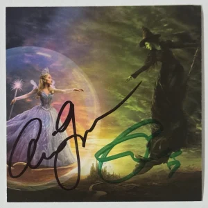 Wicked For Good SIGNED Ariana Grande Cynthia Erivo Art Card & CD BAS Beckett COA