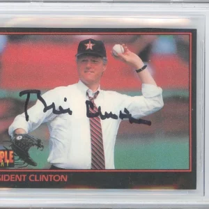PRESIDENT BILL CLINTON SIGNED AUTOGRAPH TRIPLE PLAY CARD CUT BECKETT BAS COA