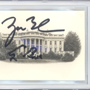 DUAL SIGNED President George W HW Bush White House Engraving Cut Beckett BAS COA