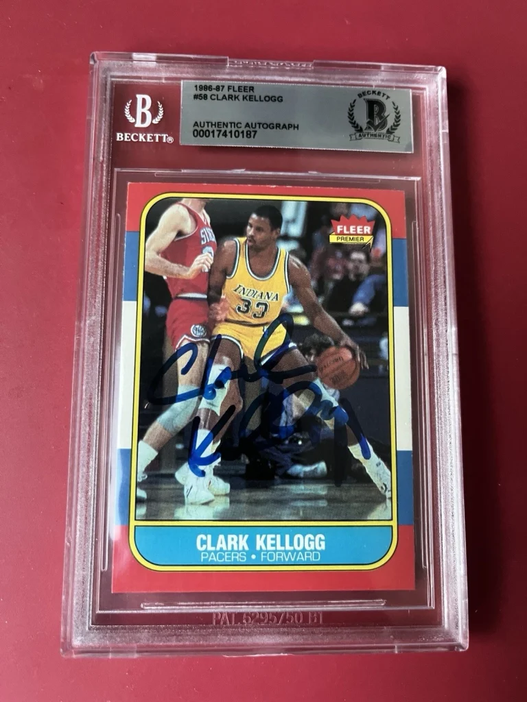 Clark Kellogg Lakers 1986 NBA Fleer Card Signed Auto Beckett BAS Slabbed