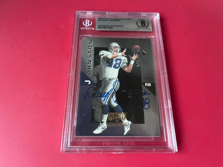 Daryl Johnston Cowboys 1998 Playoff Card Signed Auto Beckett BAS Slabbed