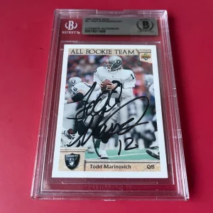 Todd Marinovich Raiders NFL 1992 Upper Deck Card Signed Auto Beckett BAS Slabbed