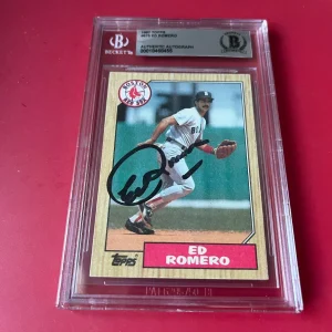Ed Romero Red Sox MLB 1987 Topps Card Signed Auto Beckett  BAS ENCAPSULATED