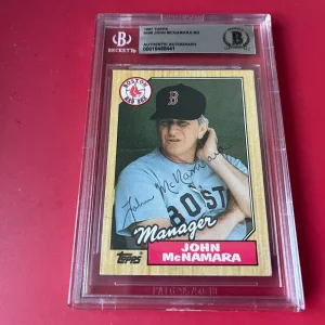 John McNamara Red Sox MLB 1987 Topps Card Signed Auto Beckett  BAS ENCAPSULATED