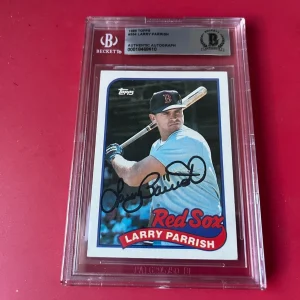 Larry Parrish Red Sox 1989 Topps Card Signed Auto Beckett  BAS ENCAPSULATED