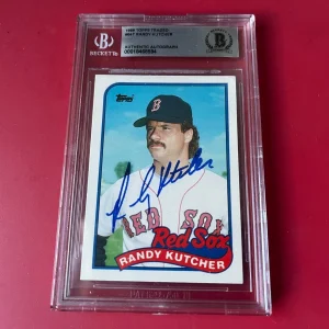 Randy Kutcher Red Sox 1989 Topps Card Signed Auto Beckett BAS ENCAPSULATED