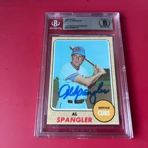 Al Spangler Cubs MLB 1968 Topps Card Signed Auto Beckett  BAS ENCAPSULATED