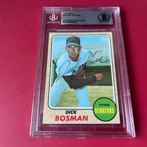 Dick Bosman Senators MLB 1968 Topps Card Signed Auto Beckett  BAS ENCAPSULATED