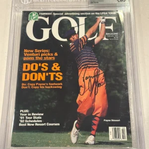 PAYNE STEWART Signed GOLF MAGAZINE Beckett BAS Encapsulated