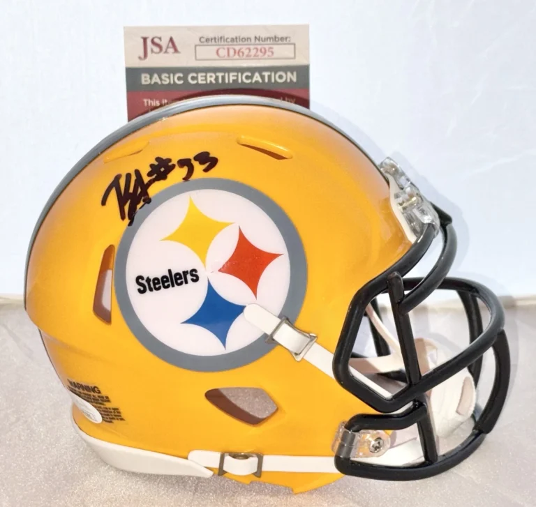 Eku Leota signed Pittsburgh Steelers Yellow mini helmet autographed JSA