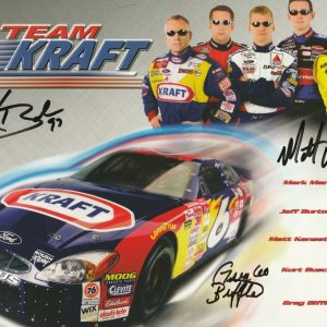 MARK MARTIN, GREG BIFFLE & KURT BUSCH Signed Oversized CARD w/ COA