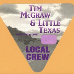 Tim McGraw 1995 w/ Little Texas All I Want Concert Tour Crew Backstage Pass