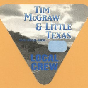 Tim McGraw 1995 w/ Little Texas All I Want Concert Tour Crew Backstage Pass