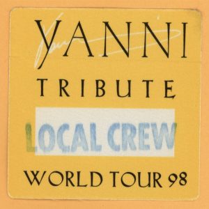 Yanni 1998 Tribute Concert Tour Crew Backstage Pass