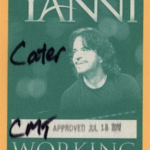 Yanni 2012 Tribute Concert Tour Working Backstage Pass