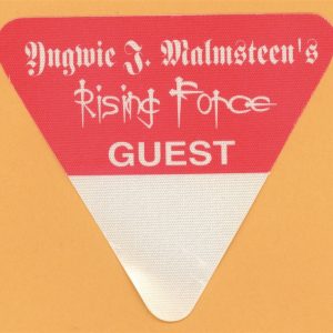 Yngwie Malmsteen 1986 Rising Force Concert Tour Guest Backstage Pass