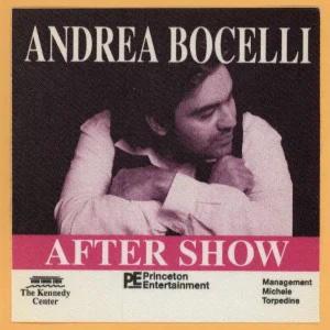 Andrea Bocelli Concert Tour AFTER SHOW Backstage Pass