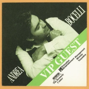 Andrea Bocelli Concert Tour VIP Backstage Pass