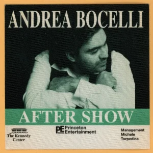 Andrea Bocelli Concert Tour AFTER SHOW Backstage Pass