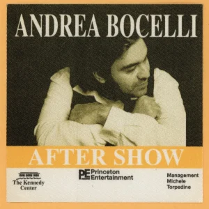 Andrea Bocelli Concert Tour AFTER SHOW Backstage Pass