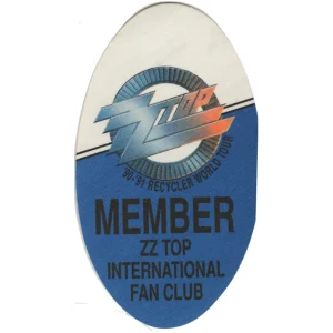 ZZ Top 1990 Recycler Concert Tour Fan Club Backstage Pass