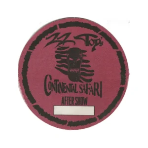 ZZ Top 1996 Continental Safari Concert Tour Aftershow Backstage Pass