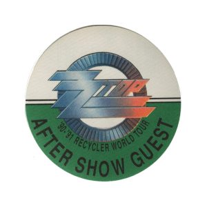 ZZ Top 1990 Recycler Concert Tour Aftershow Backstage Pass