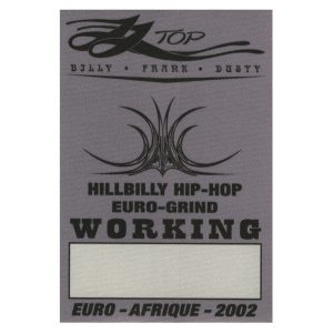 ZZ Top 2002 Hillbilly Hip Hop Concert Tour Working Backstage Pass