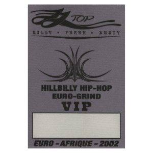 ZZ Top 2002 Hillbilly Hip Hop Concert Tour VIP Backstage Pass