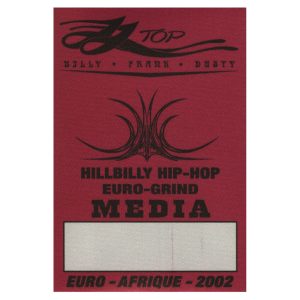 ZZ Top 2002 Hillbilly Hip Hop Concert Tour Media Backstage Pass