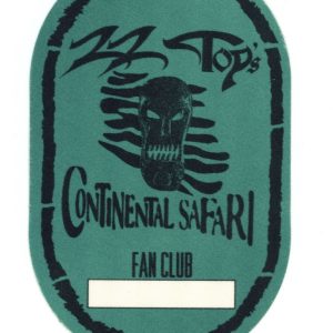ZZ Top 1997 Continental Safari Concert Tour Fan Club Backstage Pass