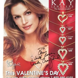 Cindy Crawford REAL hand SIGNED 1997 Kay Jewelers Magazine #2 COA Autographed