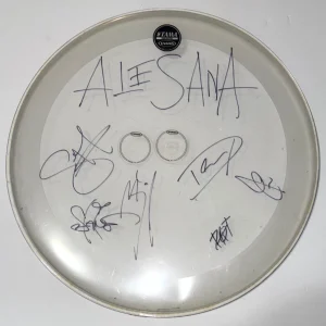 ALESANA emo hardcore band REAL hand 22" Bass Drumhead by all members COA