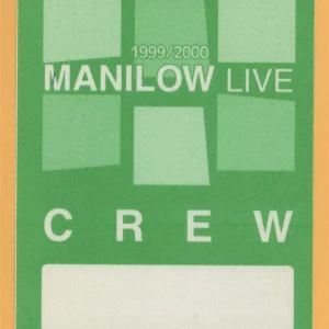 Barry Manilow 1999 LIVE Concert Tour CREW Backstage Pass