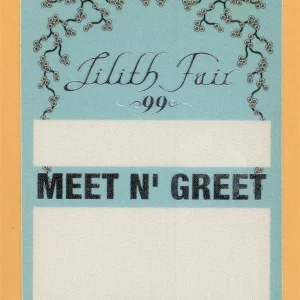 Sarah McLachlan 1999 Lilith Fair Concert Tour MEET N GREET Backstage Pass