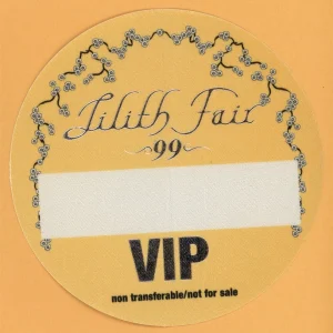 Sarah McLachlan 1999 Lilith Fair Concert Tour VIP Backstage Pass